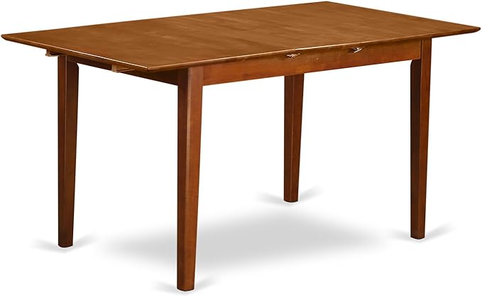East West Furniture PSNA5-SBR-W 5 Piece Dining Room Furniture Set Includes a Rectangle Kitchen Table with Butterfly Leaf and 4 Dining Chairs, 32x60 Inch, Saddle Brown