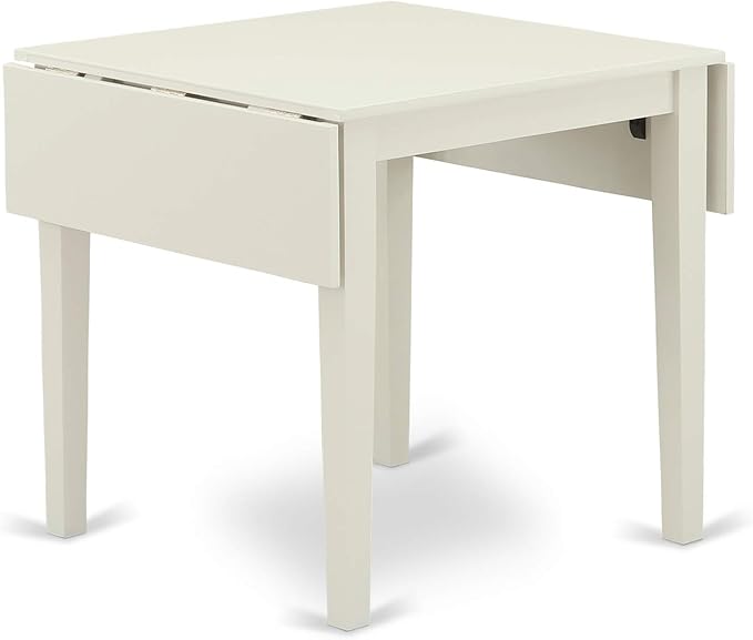 East West Furniture NDAV5-LWH-W 5 Piece Dining Room Table Set Includes a Rectangle Dining Table with Dropleaf and 4 Wood Seat Chairs, 30x48 Inch, Linen White