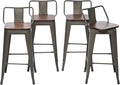 24 Inch Swivel Bar Stools Set of 4 with Backs Counter Height Industrial Metal Barstools Island Bar Chairs for Home Kitchen Dining Room (Swivel 24 inch,Rusty Wooden)
