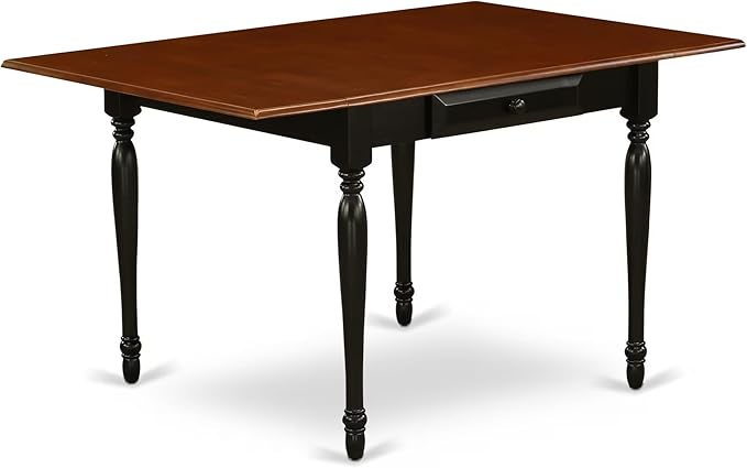 East West Furniture MZDO3-BCH-W 3 Piece Dining Set Contains a Rectangle Dining Table with Dropleaf and 2 Kitchen Chairs, 36x54 Inch, Black & Cherry