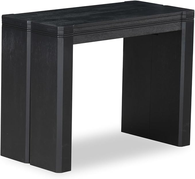 X12MZ-0C6-50 - 14-Pc Dining Room Table Set a Rectangular Table with a coffee table and 12 Dark Gotham Grey Linen Fabric Dining Chair, 39x120 Inch, Wire Brushed Black