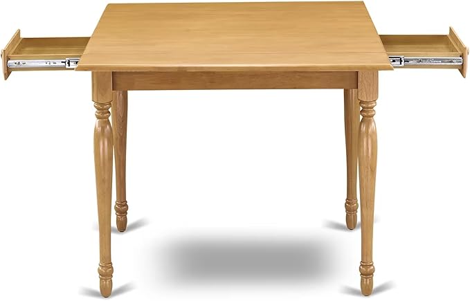 East West Furniture MZAN5-OAK-C 5 Piece Dinette Set for 4 Includes a Rectangle Dining Table with Dropleaf and 4 Linen Fabric Dining Room Chairs, 36x54 Inch, Oak