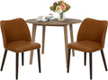 COLAMY 3-Piece Extendable Dining Table Set for 2, 36" Kitchen Round Wood Table with 2 Wooden Dining Room Chairs,Light Brown/Light Brown