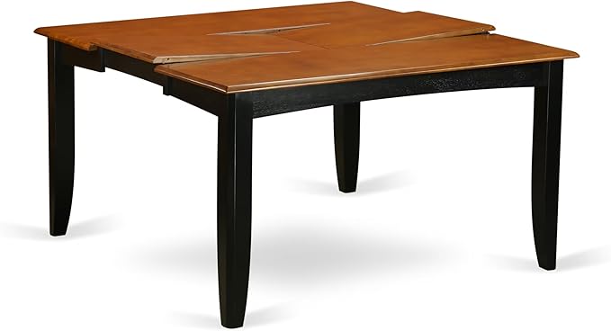 East West Furniture PFAN9-BCH-LC 9 Piece Dining Room Table Set Includes a Square Kitchen Table with Butterfly Leaf and 8 Faux Leather Upholstered Dining Chairs, 54x54 Inch, Black & Cherry
