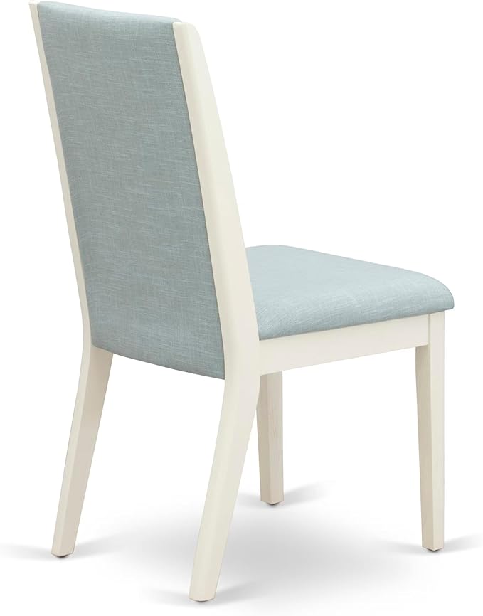 East West Furniture V097LA015-6 6 Piece Dining Table Set Contains a Rectangle Dining Room Table with V-Legs and 4 Baby Blue Linen Fabric Parson Chairs with a Bench, 40x72 Inch, Multi-Color