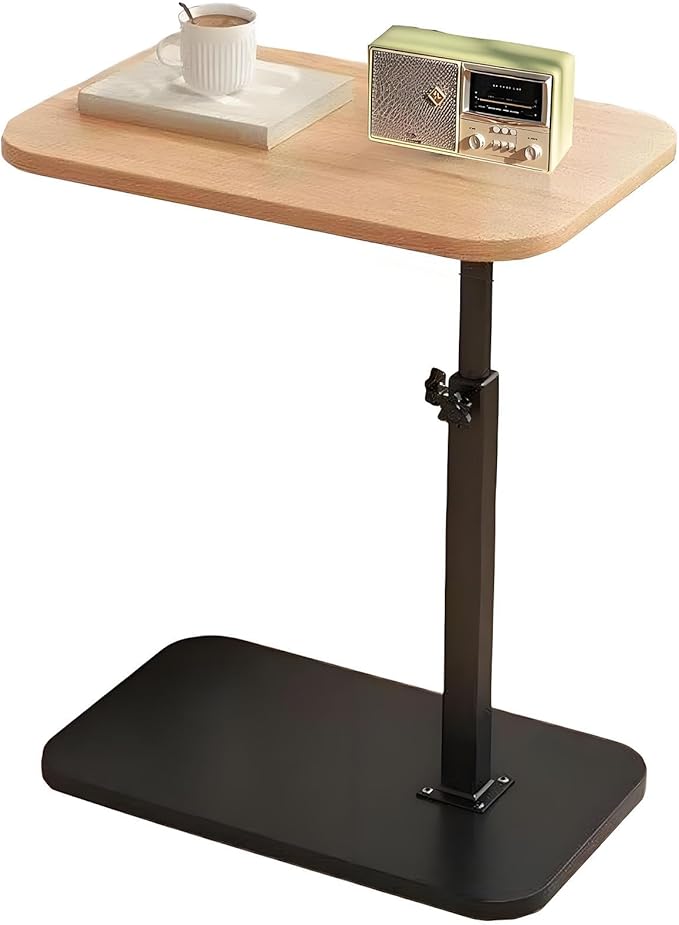 C End Table Adjustable Height,C Shaped Side Tables Living Room and Bedroom for Sofa, Chair,Bed,Coffee Small Spaces Side Table (Wood Grain Color)