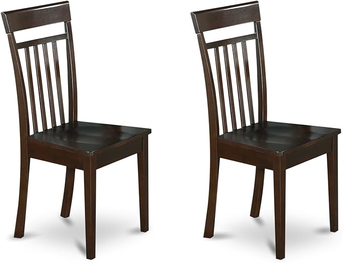 East West Furniture HLCA3-CAP-W 3 Piece Dining Set Contains a Round Dining Room Table with Pedestal and 2 Kitchen Chairs, 42x42 Inch, Cappuccino