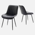 Dining Chairs Set of 2, Upholstered PU Leather Kitchen & Dining Chairs with Whale Backrest,Chair with Padded Seat and Metal Legs for Restaurant/Cafe
