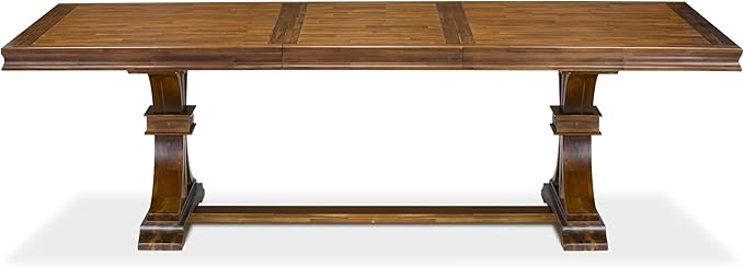 LEMA7-AWA-36 7 Pieces Dining Room Set Consists of a Rectangular Modern Dining Table and 6 Light Beige Polyester Fabric Kitchen Chairs, Antique Walnut Finish