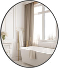 HOMECOOKIN Round Wall Mirror 28" Black Circle Mirror for Bathroom with Metal Framed, Round Gold Mirror for Wall Decor, Vanity, Entryway Living Room