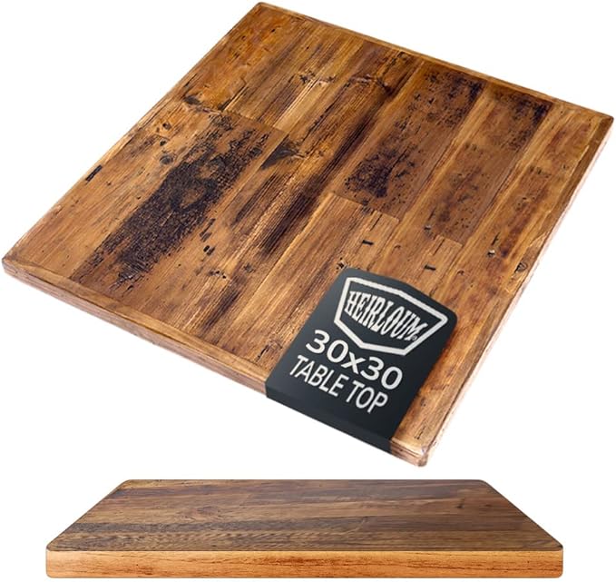 Reclaimed Wood Table Top - Rustic Recycled Wooden Piece Perfect for Signs, Counters, Kitchens, Dining and Coffee Table Tops (Straight Plank Table Top, 30" x 30")