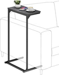 TUTOTAK C Shaped End Table, Tray Table, Small Side Table, 28.7 inch Tall Couch Table, Tv Tray, Sofa Table, Living Room, Bed Room, Black TB01BK071