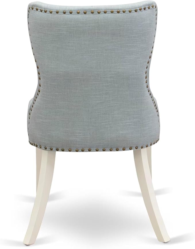 East West Furniture V097SI215-5 5 Piece Dining Table Set for 4 Includes a Rectangle Kitchen Table with V-Legs and 4 Baby Blue Linen Fabric Upholstered Chairs, 40x72 Inch, Multi-Color