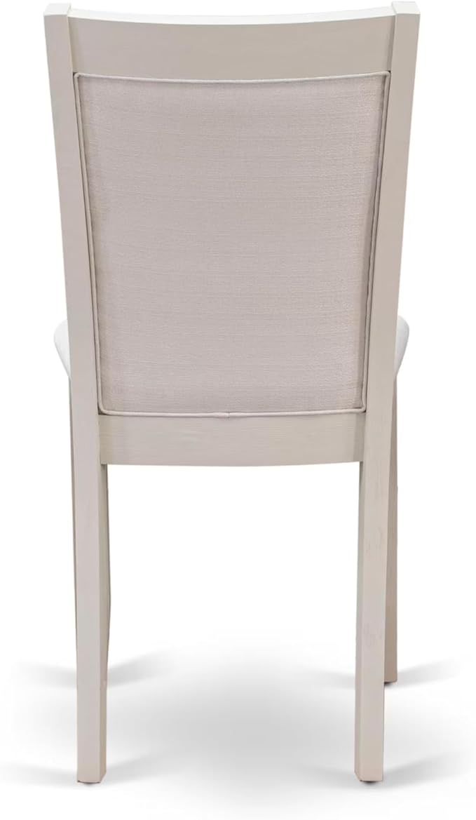 East West Furniture V097MZ001-6 6 Piece Dining Table Set Contains a Rectangle Dining Room Table with V-Legs and 4 Cream Linen Fabric Parson Chairs with a Bench, 40x72 Inch, Multi-Color