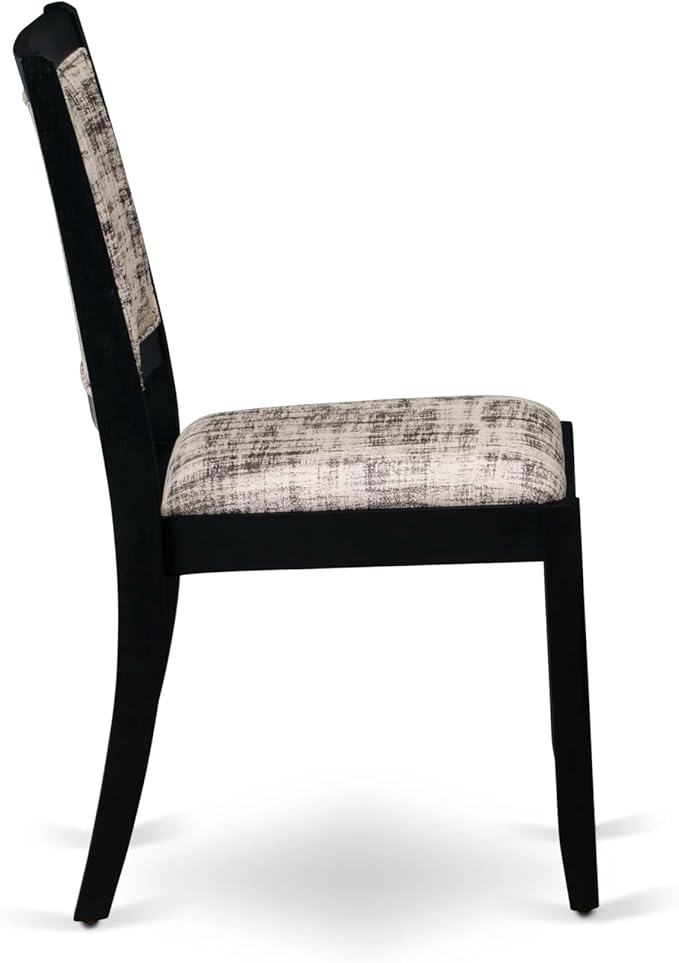 X02X2-2C6-30 4-pc Dining Room Table Set a Rectangular Kitchen Table and a wooden Bench and 2 Wire Brushed Black Polyester Stackable Chair, 39x120 Inch, Wire Brushed Black
