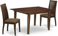 East West Furniture MLIP3-MAH-C 3 Piece Dining Table Set Contains a Rectangle Dining Room Table with Butterfly Leaf and 2 Linen Fabric Upholstered Chairs, 36x54 Inch, Mahogany