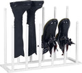 MyGift Modern White Metal Free Standing Boot Shoe Rack Organizer, Tall Boot Shaper Storage Stand, Holds up 6 Pairs of Tall Boots