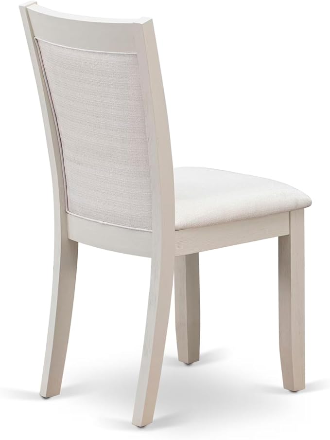 East West Furniture V097MZ001-9 9 Piece Modern Dining Table Set Includes a Rectangle Wooden Table with V-Legs and 8 Cream Linen Fabric Upholstered Parson Chairs, 40x72 Inch, Multi-Color