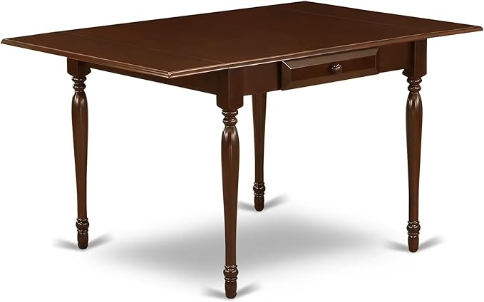 East West Furniture MZDA5-MAH-C 5 Piece Kitchen Table Set for 4 Includes a Rectangle Dining Table with Dropleaf and 4 Linen Fabric Dining Room Chairs, 36x54 Inch, Mahogany