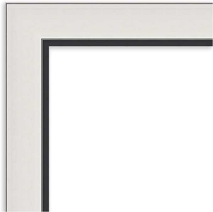 Amanti Art Silver Bathroom Mirror for Over Sink, 28x34 Ellie Silver Black Rectangle Vanity Mirror, Large Modern Contemporary Frame, Hangs Horizonally and Vertically, Bathroom Wall Decor, Beveled Edge