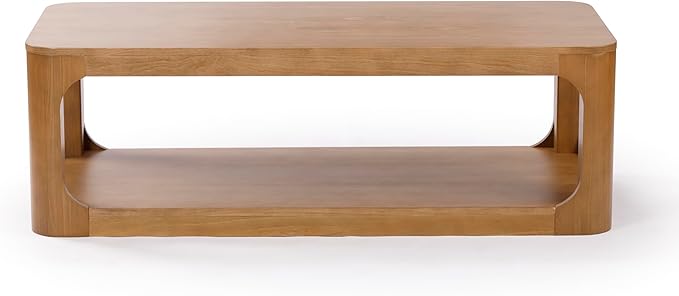 Plank+Beam Forma Coffee Table, 54 Inch Modern Coffee Table with Shelf, Contemporary Center Table with Storage Space, Rectangle Tea Table with Storage, Pecan
