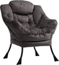 HollyHOME Modern Fabric Large Lazy Chair, Accent Oversized Comfy Reading Chair, Thick Padded Cozy Lounge Chair with Armrest, Steel Frame Leisure Sofa Chair for Living Room, Bedroom, Dorm, Coffee Grey