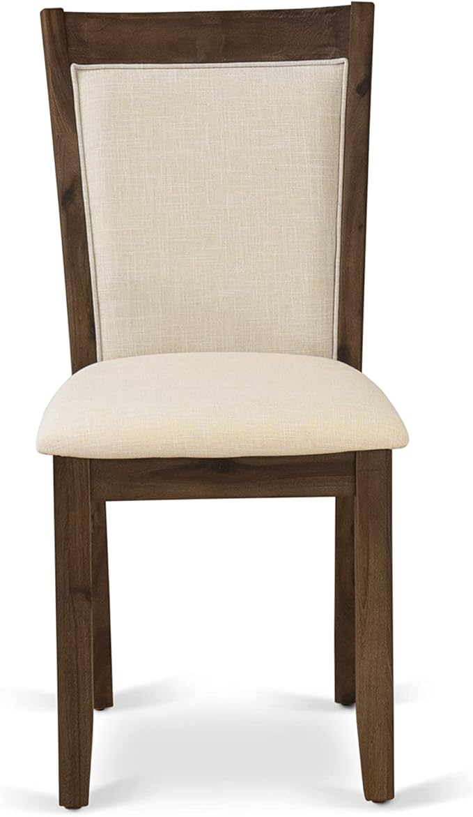 East West Furniture X777MZN32-7 7 Piece Kitchen Table Set Consist of a Rectangle Dining Table with X-Legs and 6 Light Beige Linen Fabric Parson Dining Chairs, 40x72 Inch, Multi-Color