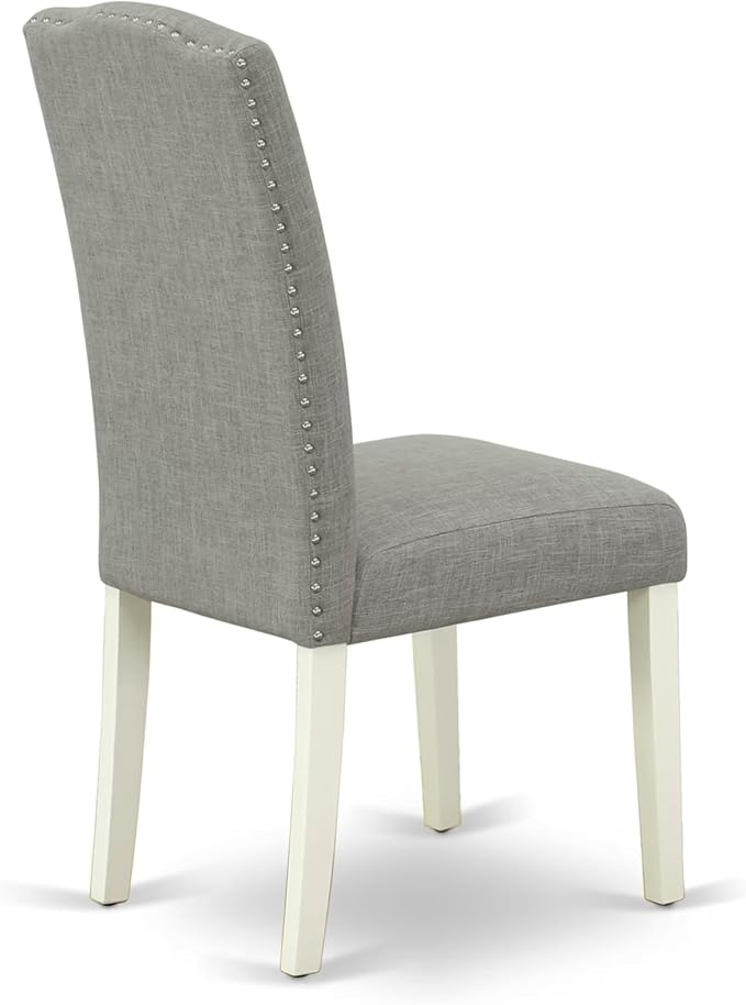 East West Furniture V077EN206-5 5 Piece Modern Dining Table Set Includes a Rectangle Wooden Table with V-Legs and 4 Dark Shitake Linen Fabric Parsons Dining Chairs, 40x72 Inch, Multi-Color