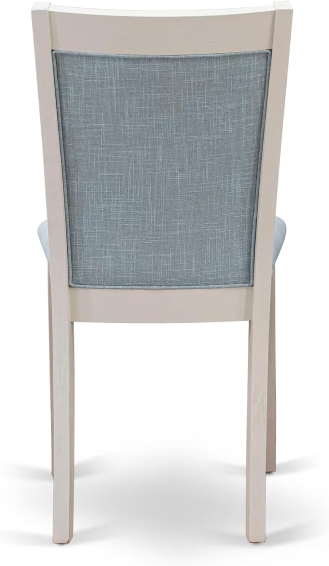 East West Furniture V077MZ015-7 7 Piece Dinette Set Consist of a Rectangle Dining Room Table with V-Legs and 6 Baby Blue Linen Fabric Parson Dining Chairs, 40x72 Inch, Multi-Color