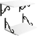 DINZI LVJ Deep Floating Shelves, 16" W x 12" D Wall Shelves Set of 2, Wide Display Shelf Wall Mounted with Brackets, Easy-to-Install Wall Bookshelf for Living Room, Bathroom, Bedroom, White