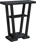 Convenience Concepts Newport V Console Modern Sofa Storage Shelves, Narrow Entryway Hall Living Room, Display Accent Table, 31.5", Black