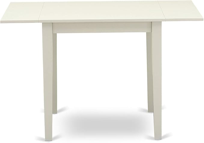 East West Furniture NDGR5-LWH-W 5 Piece Dining Room Furniture Set Includes a Rectangle Kitchen Table with Dropleaf and 4 Dining Chairs, 30x48 Inch, Linen White