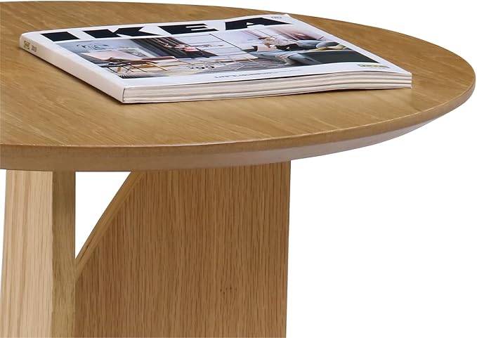 Get Set Style Round End Table Accent Side Table Circle Wood Corner Table Small Modern Coffee Table for Living Room or Bedroom Nightstand (Natural Finish)