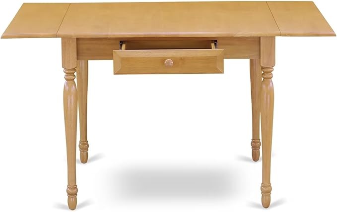 East West Furniture MZAN5-OAK-LC 5 Piece Modern Dining Table Set Includes a Rectangle Wooden Table with Dropleaf and 4 Faux Leather Upholstered Dining Chairs, 36x54 Inch, Oak