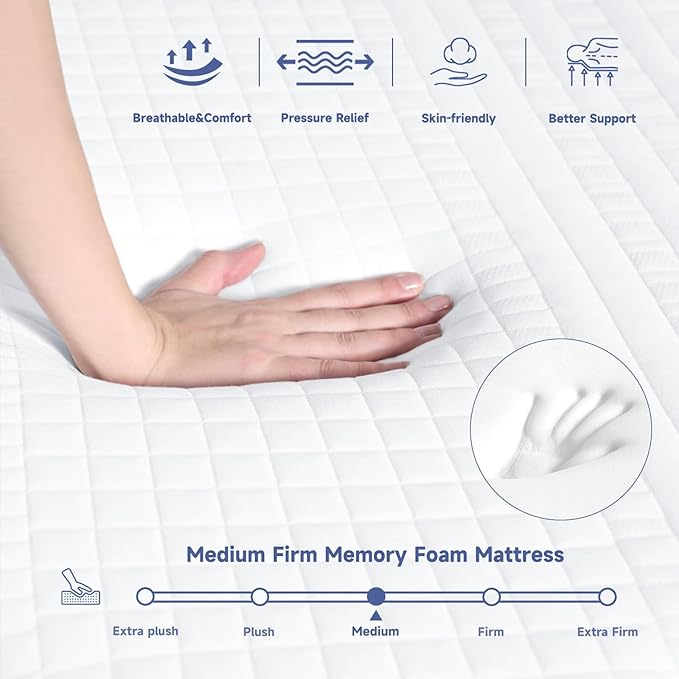 SDHYL King Mattress, 10 Inch Gel Infused Memory Foam Mattress for Good Sleep, Bed in a Box Mid Firm CertiPUR-US Certified & Fiberglass Free, Washable Cover, 80"*76"