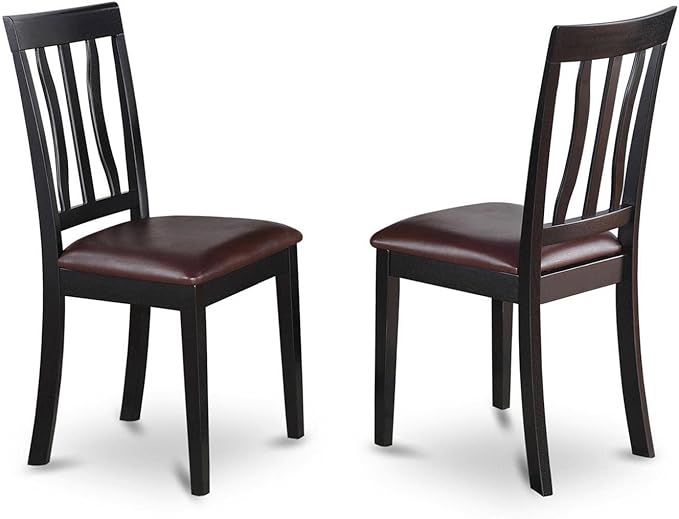 East West Furniture DLAN5-BLK-LC 5 Piece Dining Table Set for 4 Includes a Round Kitchen Table with Dropleaf and 4 Faux Leather Dining Room Chairs, 42x42 Inch, Black