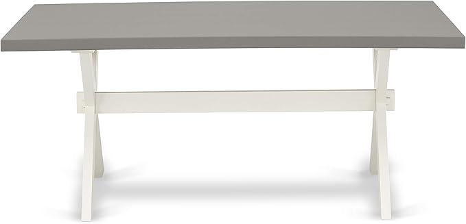 East West Furniture X097EN206-6 6 Piece Dining Set Contains a Rectangle Dining Room Table with X-Legs and 4 Dark Shitake Linen Fabric Parson Chairs with a Bench, 40x72 Inch, Multi-Color
