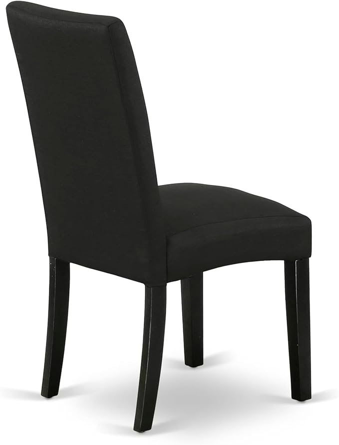 East West Furniture V697DR124-6 6 Piece Dining Table Set Contains a Rectangle Wooden Table with V-Legs and 4 Black Color Linen Fabric Parson Chairs with a Bench, 40x72 Inch, Multi-Color