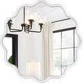 PROHOMEWARE White Round Mirror 24 Inch Wavy Bathroom Vanity Mirror White Frame Modern Wall Mirror Decorative Wall-Mounte Anti-Rust, Tempered Glass
