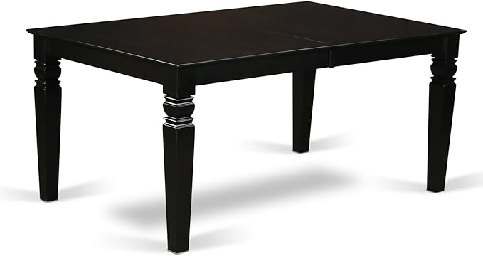 East West Furniture LGBA5-BLK-05 5 Piece Dinette Set Includes a Rectangle Dining Table with Butterfly Leaf and 4 Grey Linen Fabric Parson Dining Room Chairs, 42x84 Inch, Black