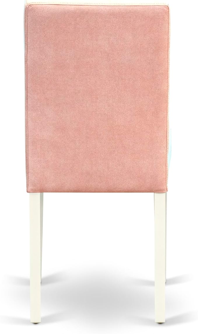East West Furniture DOAS5-LWH-42 5 Piece Dining Table Set Includes A Kitchen Table and 4 Beige Red Polyester Fabric Dinner Chairs with Stylish Back- Linen White Finish