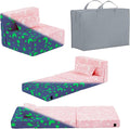 Folding Sofa Bed Floor Mattress for Kids with Pillow, Toddler Glow Washable Folding Floor Nap Mat for Sleeping, Child Fold Up Sofa Futon Chair Bed with Storage Bag for Girls Boys