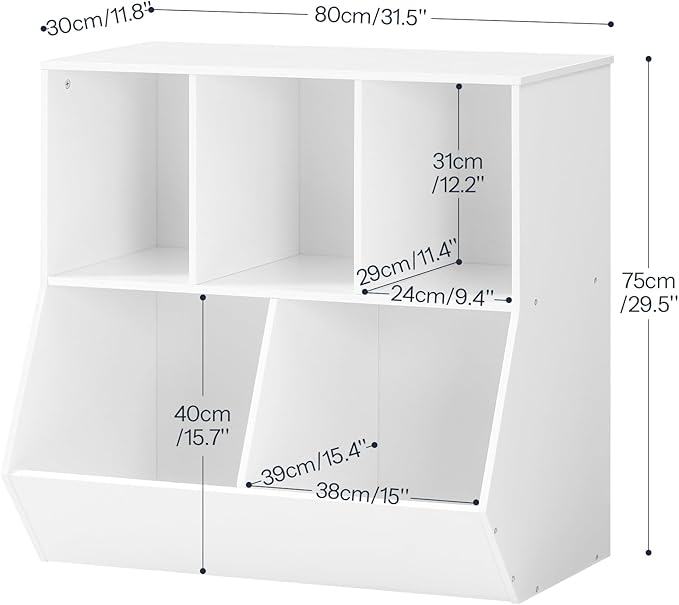HOOBRO Kids Bookshelf, Bookcase Footboard, 31.5" L Toy Storage Cubby, Children's Toy Shelf, Toy Storage Cabinet, Fit for Children's Room, Playroom, Hallway, Kindergarten, White WT328CW01