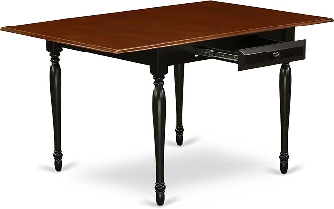 East West Furniture MZDO5-BCH-W 5 Piece Kitchen Table & Chairs Set Includes a Rectangle Dining Room Table with Dropleaf and 4 Dining Chairs, 36x54 Inch, Black & Cherry
