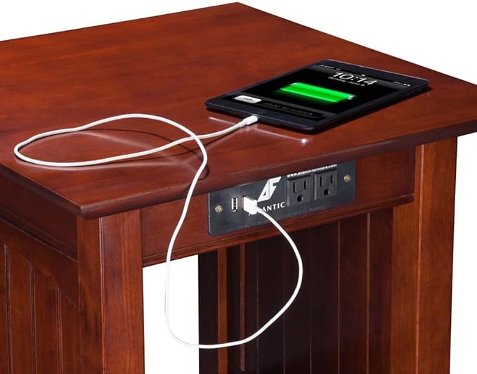 AFI Nantucket End Table with Built-in Charger in Walnut