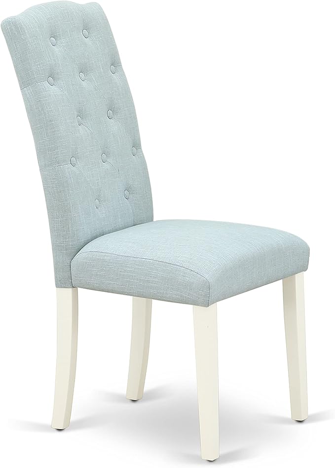 East West Furniture X077CE215-5 5 Piece Dining Table Set for 4 Includes a Rectangle Kitchen Table with X-Legs and 4 Baby Blue Linen Fabric Parson Dining Chairs, 40x72 Inch, Multi-Color