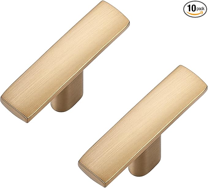 10 Pack Cabinet Handles Single Hole - Curved Cabinet Knobs Champagne Bronze Drawer Pulls for Kitchen Cupboard Solid Pulls for Dresser Drawer Arch Closet Hardware