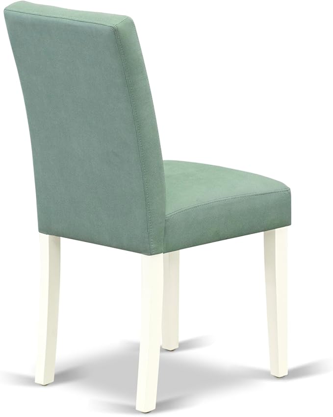 East West Furniture VAAS9-LWH-43 9 Piece Dining Room Set Includes A Wooden Dining Table and 8 Willow Green Polyester Fabric Parsons Chairs, Linen White
