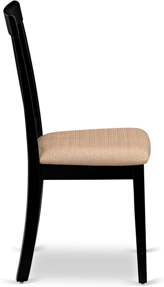East West Furniture LGAN9-BLK-C 9 Piece Dining Room Table Set Includes a Rectangle Kitchen Table with Butterfly Leaf and 8 Linen Fabric Upholstered Dining Chairs, 42x84 Inch, Black