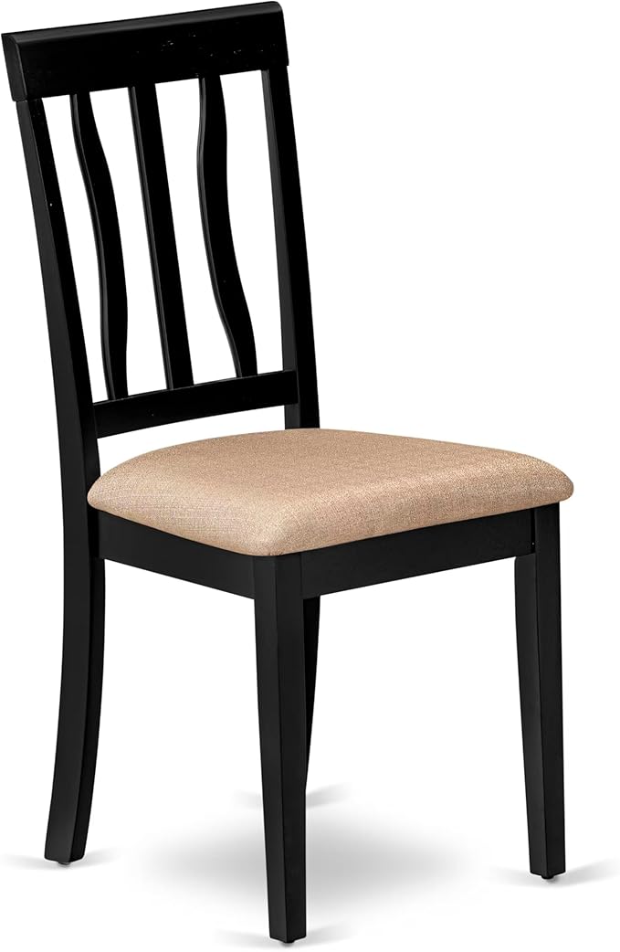 East West Furniture LGAN5-BCH-C 5 Piece Kitchen Table Set for 4 Includes a Rectangle Dining Room Table with Butterfly Leaf and 4 Linen Fabric Upholstered Chairs, 42x84 Inch, Black & Cherry